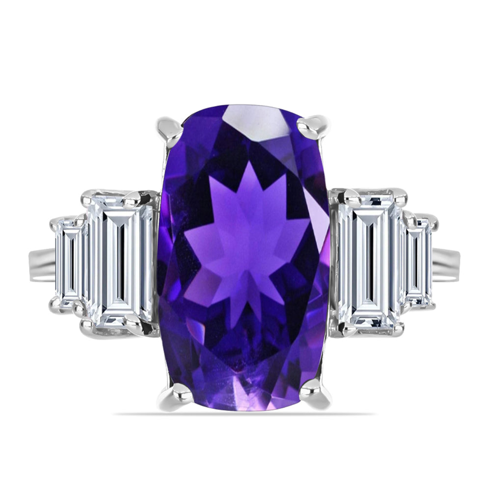 Silberring mit marokkanischem Amethyst und weißem Topas 5 