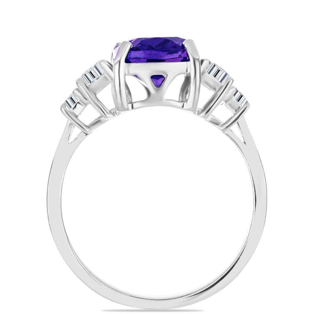 Silberring mit marokkanischem Amethyst und weißem Topas