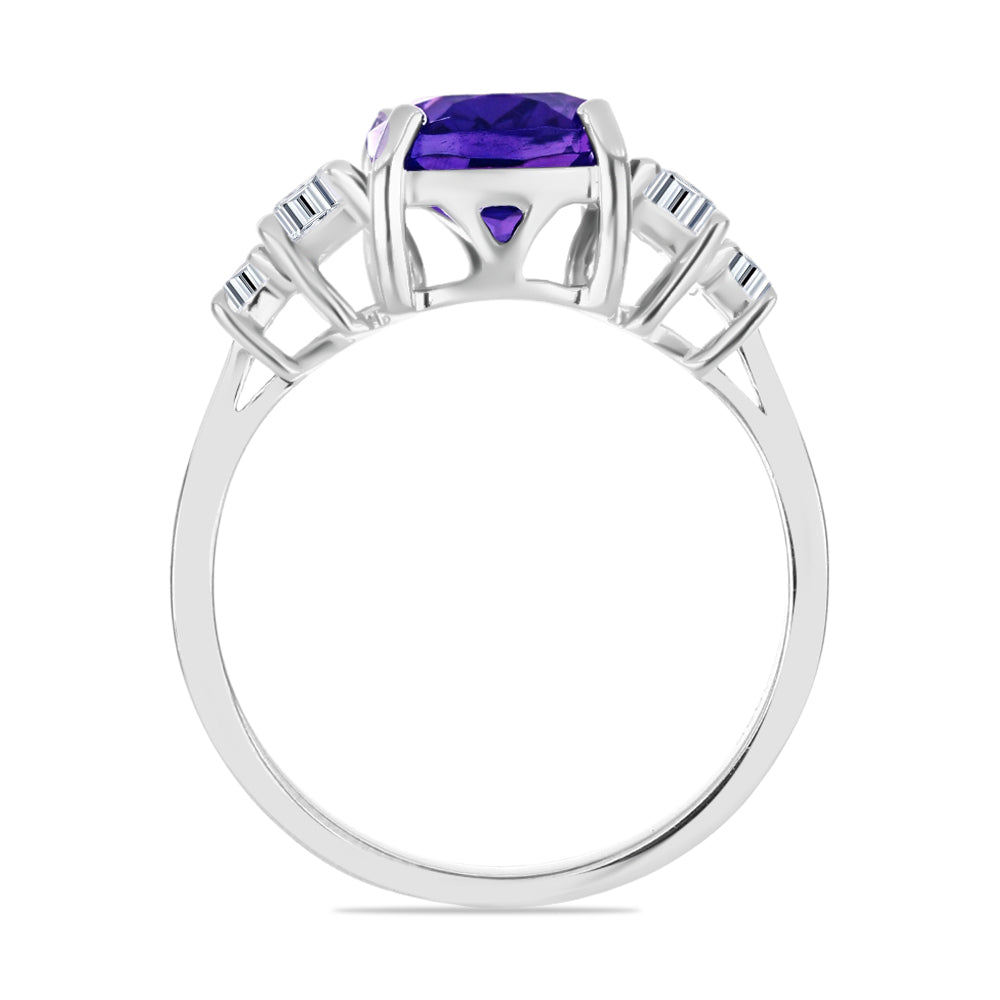 Silberring mit marokkanischem Amethyst und weißem Topas