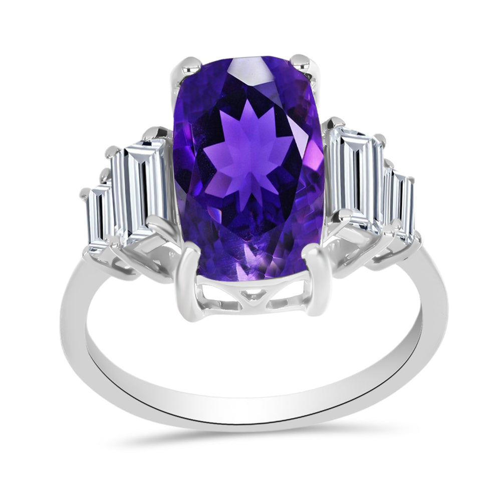 Silberring mit marokkanischem Amethyst und weißem Topas 3 