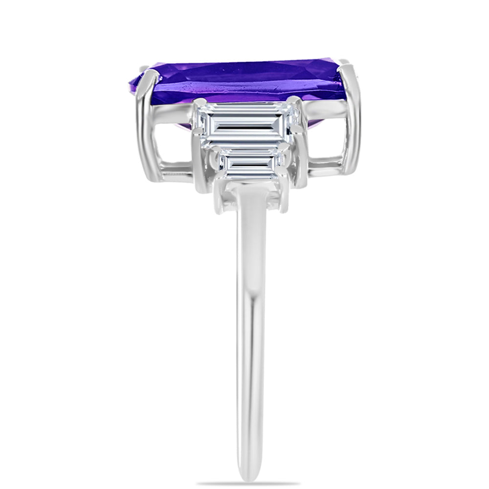 Silberring mit marokkanischem Amethyst und weißem Topas 8 