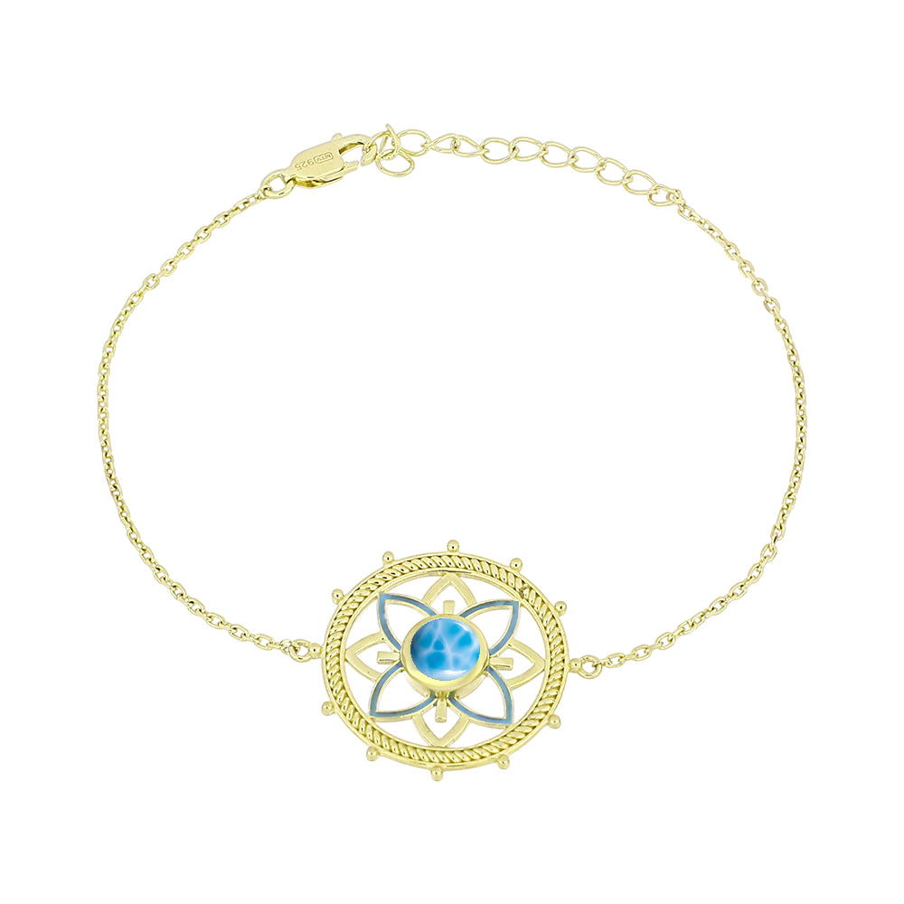 Goldplattiertes Silberarmband mit Larimar