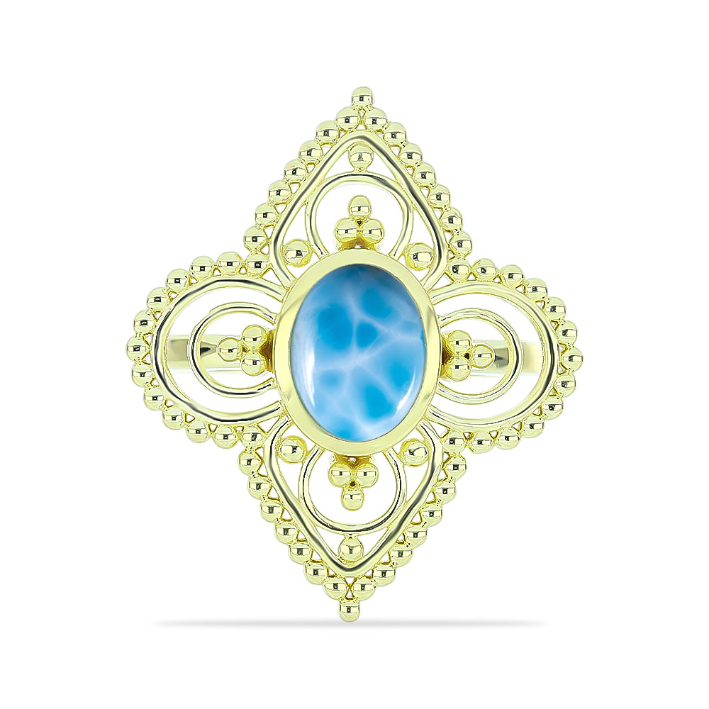 Goldplattierter Silberring mit Larimar 1 