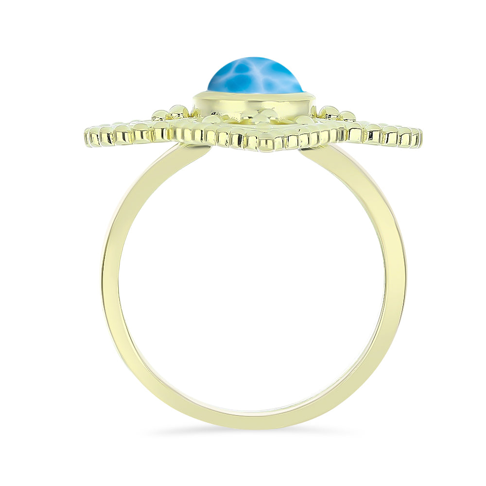 Goldplattierter Silberring mit Larimar 2 