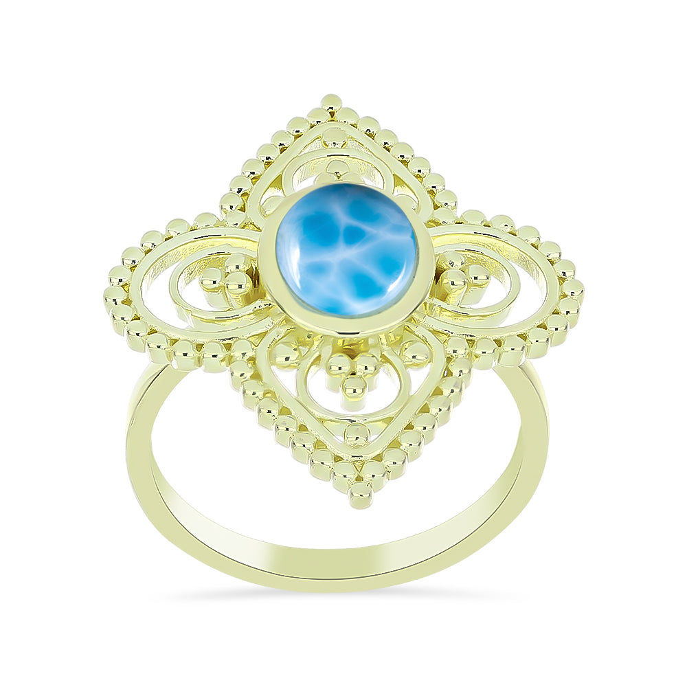 Goldplattierter Silberring mit Larimar 3 