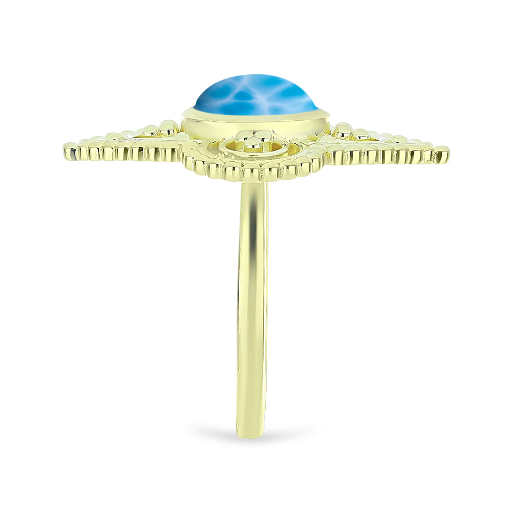 Goldplattierter Silberring mit Larimar