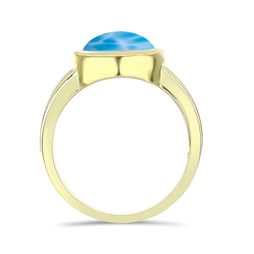 Goldplattierter Silberring mit Larimar 2 