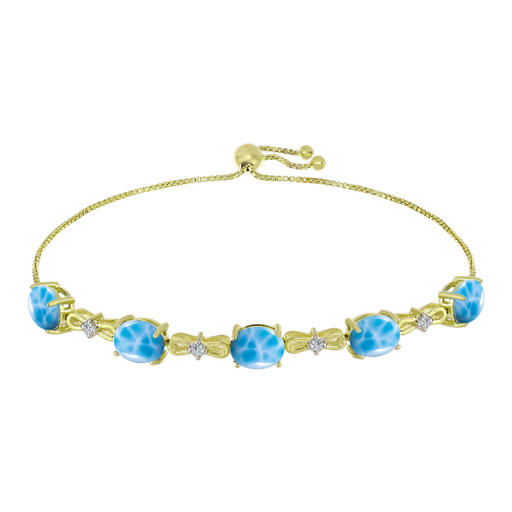 Goldplattiertes Silberarmband mit Larimar und weißem Topas