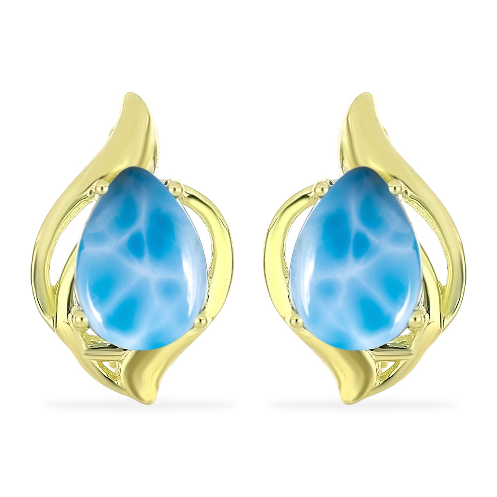 Goldplattierte Silberohrringe mit Larimar 1 