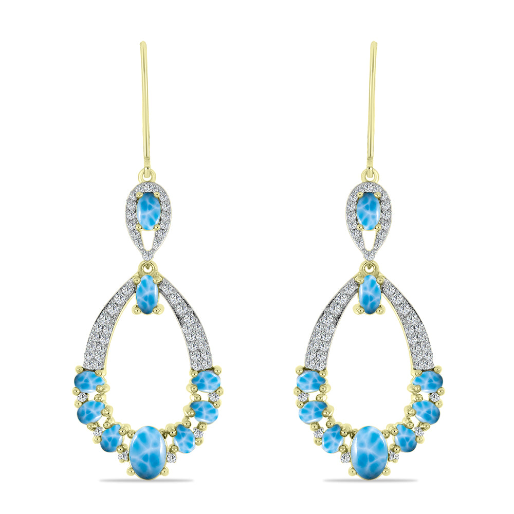 Goldplattierte Silberohrringe mit Larimar