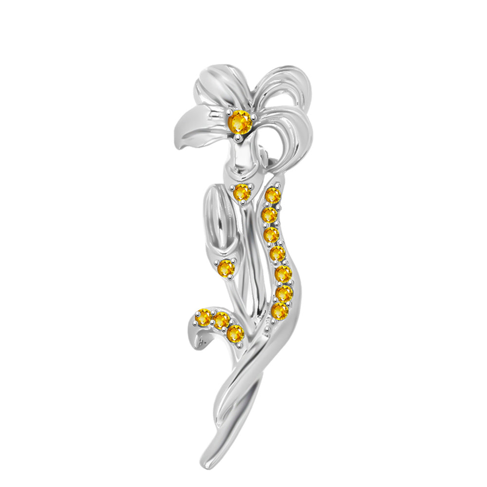Silberbrosche mit goldfarbenem Rio Zitrin