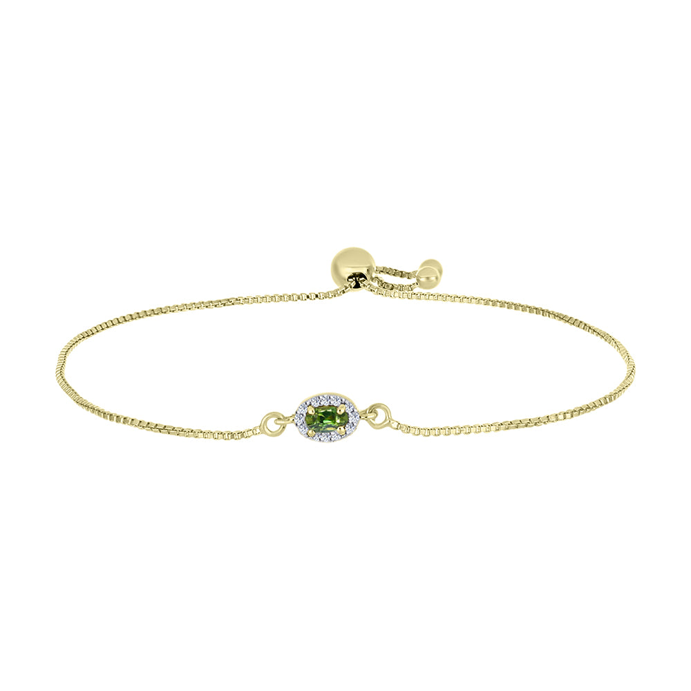 Goldplattiertes Silberarmband mit grünem Saphir und weißem Topas 1 