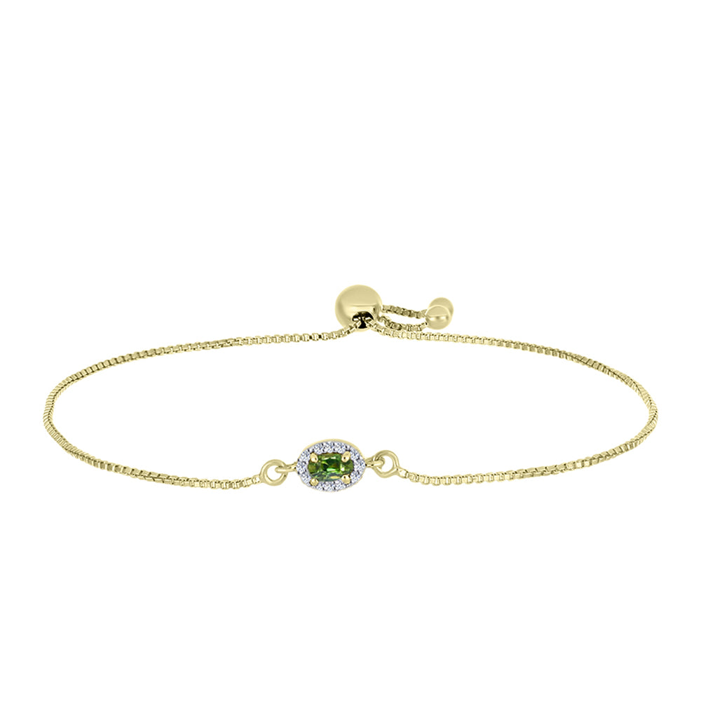 Goldplattiertes Silberarmband mit grünem Saphir und weißem Topas 4 