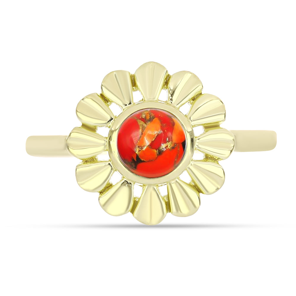 Goldplattierter Silberring mit Mohave-Türkis