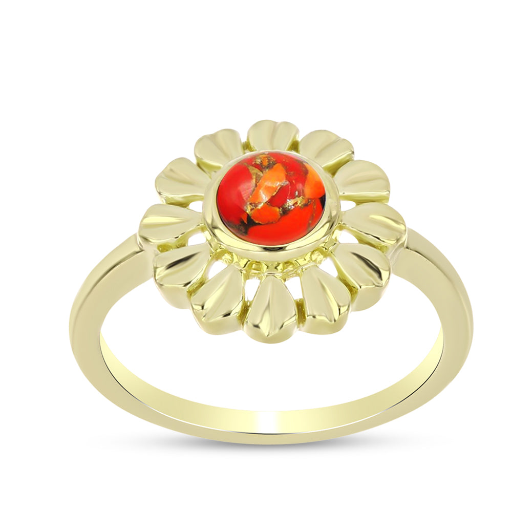 Goldplattierter Silberring mit Mohave-Türkis