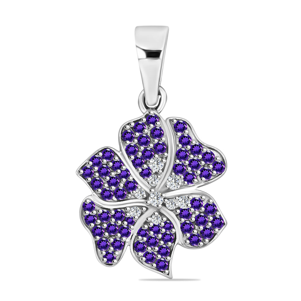 Silberanhänger mit marokkanischem Amethyst und weißem Topas 1 