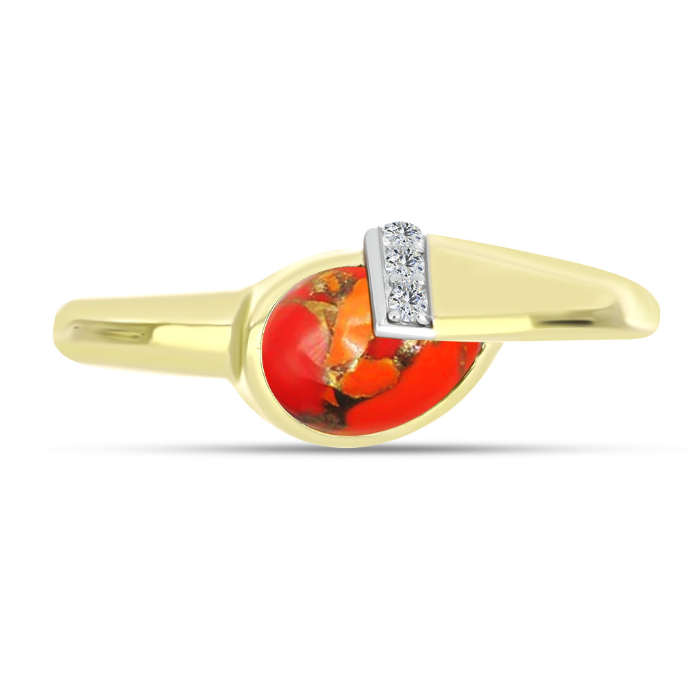 Goldplattierter Silberring mit Mohave-Türkis und weißem Topas 1 