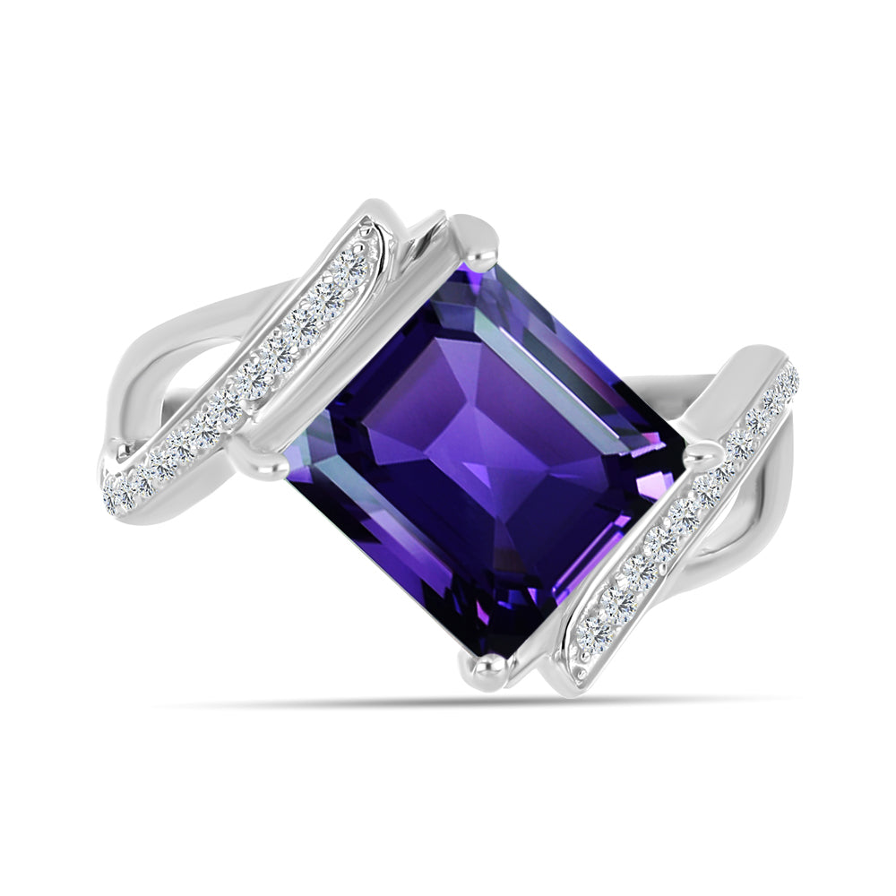 Silberring mit marokkanischem Amethyst und weißem Topas 1 