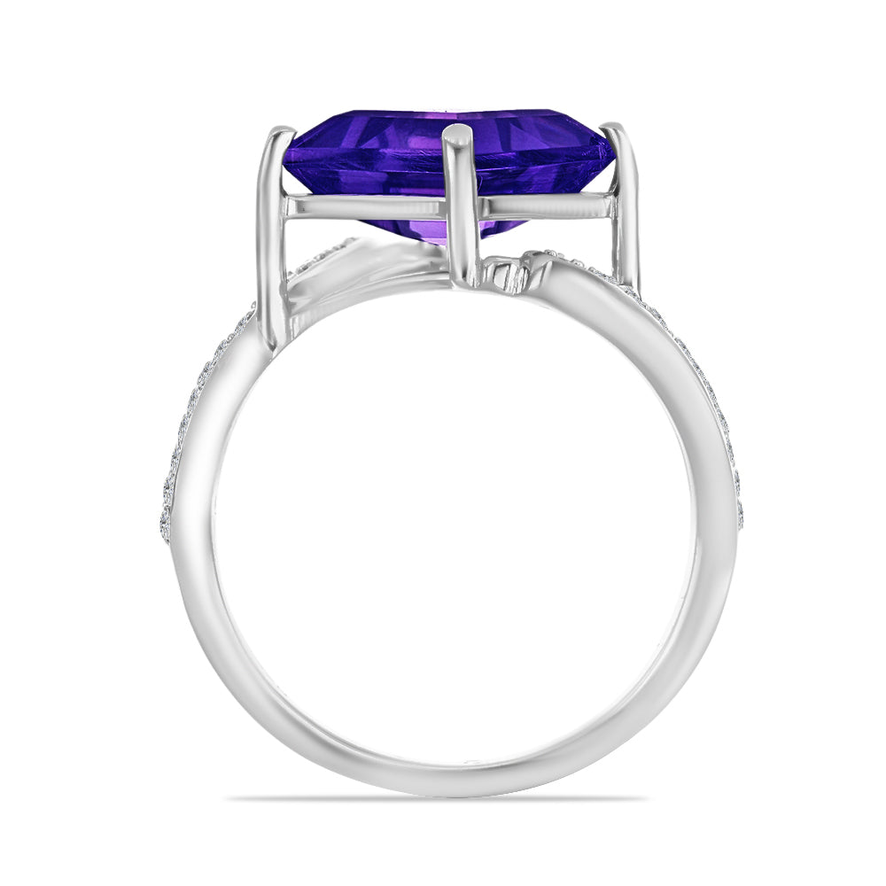 Silberring mit marokkanischem Amethyst und weißem Topas 2 