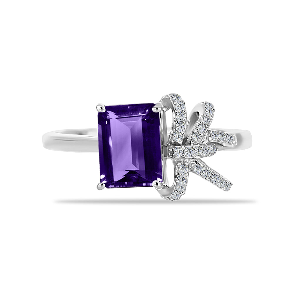 Silberring mit marokkanischem Amethyst und weißem Topas