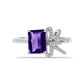 Silberring mit marokkanischem Amethyst und weißem Topas