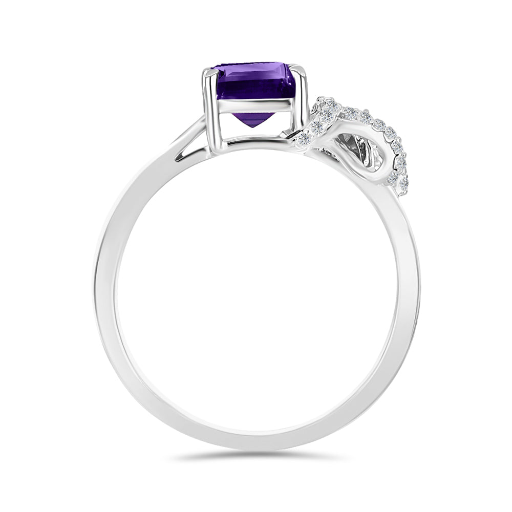 Silberring mit marokkanischem Amethyst und weißem Topas