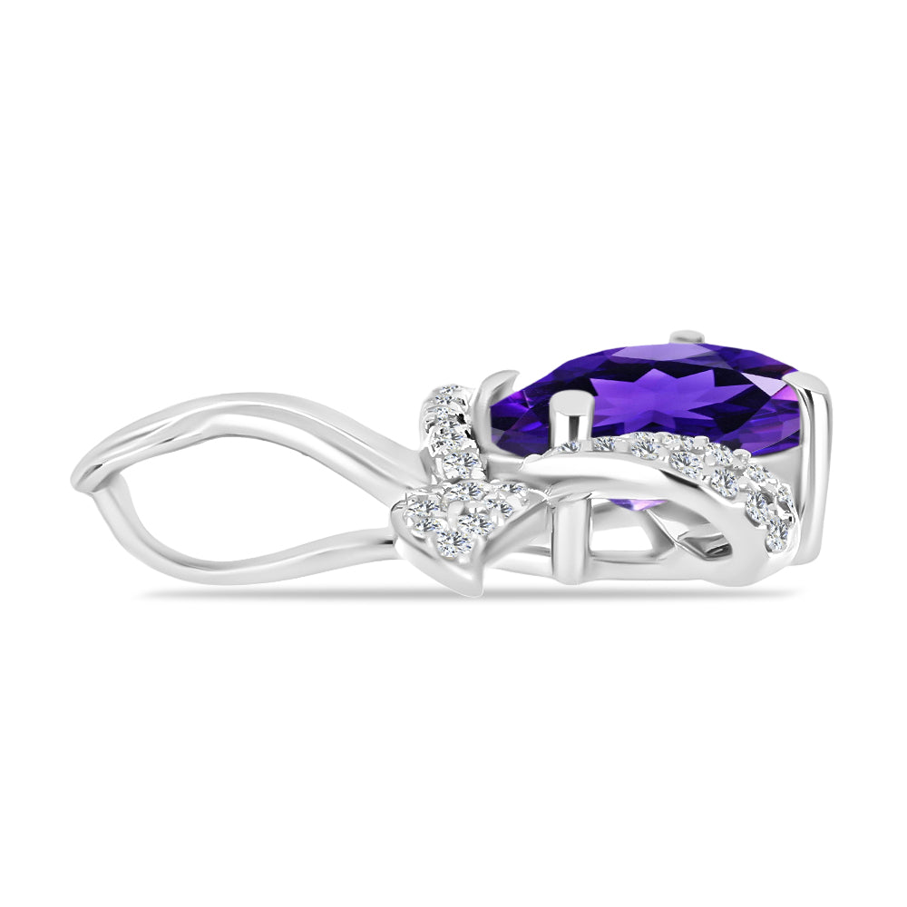 Silberanhänger mit marokkanischem Amethyst und weißem Topas 2 