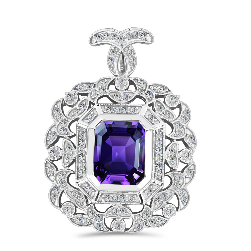 Silberanhänger mit marokkanischem Amethyst und weißem Topas 1 