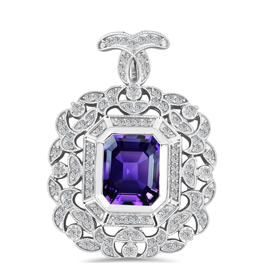 Silberanhänger mit marokkanischem Amethyst und weißem Topas 3 