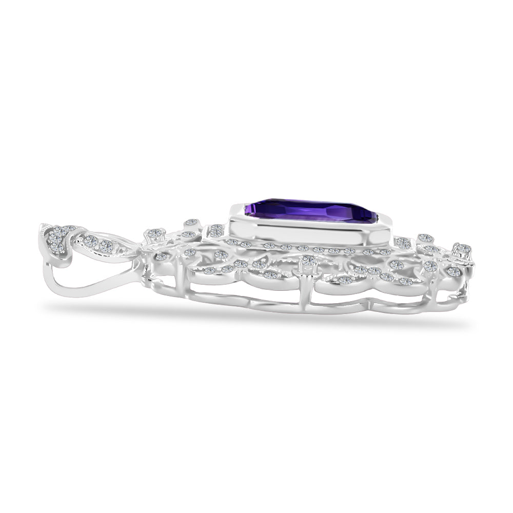 Silberanhänger mit marokkanischem Amethyst und weißem Topas 2 