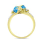 Goldplattierter Silberring mit Larimar und weißem Topas
