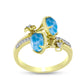 Goldplattierter Silberring mit Larimar und weißem Topas