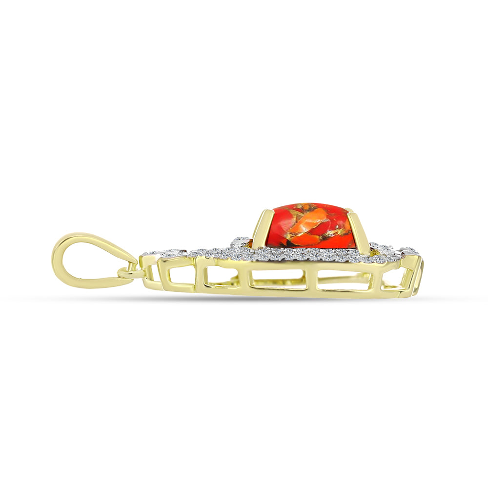 Goldplattierter Silberanhänger mit Mohave-Türkis und weißem Topas 2 