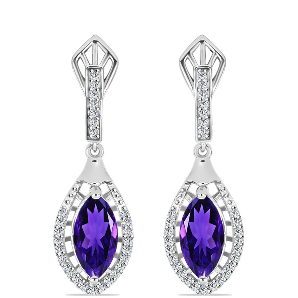Silberohrringe mit marokkanischem Amethyst und weißem Topas 3 