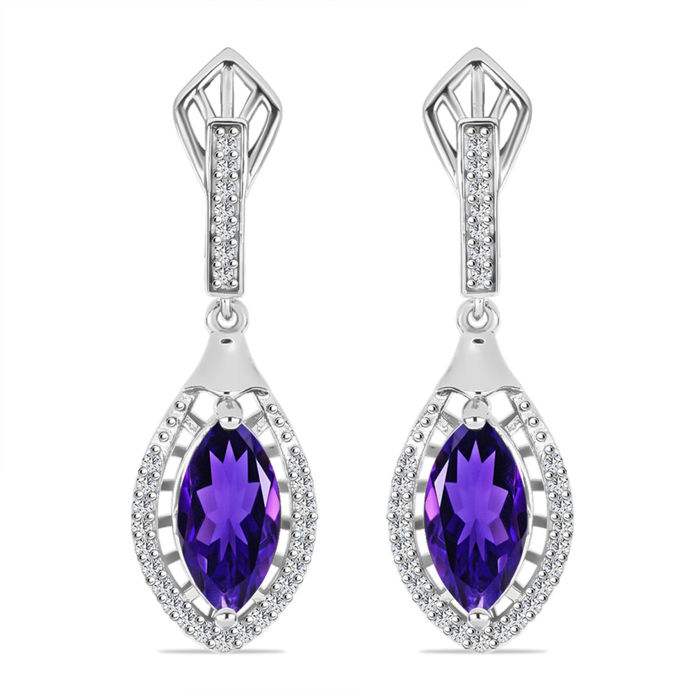 Silberohrringe mit marokkanischem Amethyst und weißem Topas