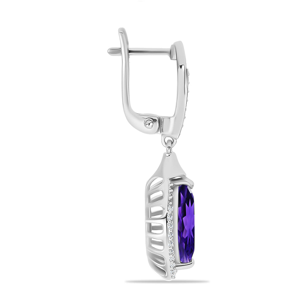 Silberohrringe mit marokkanischem Amethyst und weißem Topas 2 