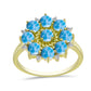 Goldplattierter Silberring mit Larimar und weißem Topas