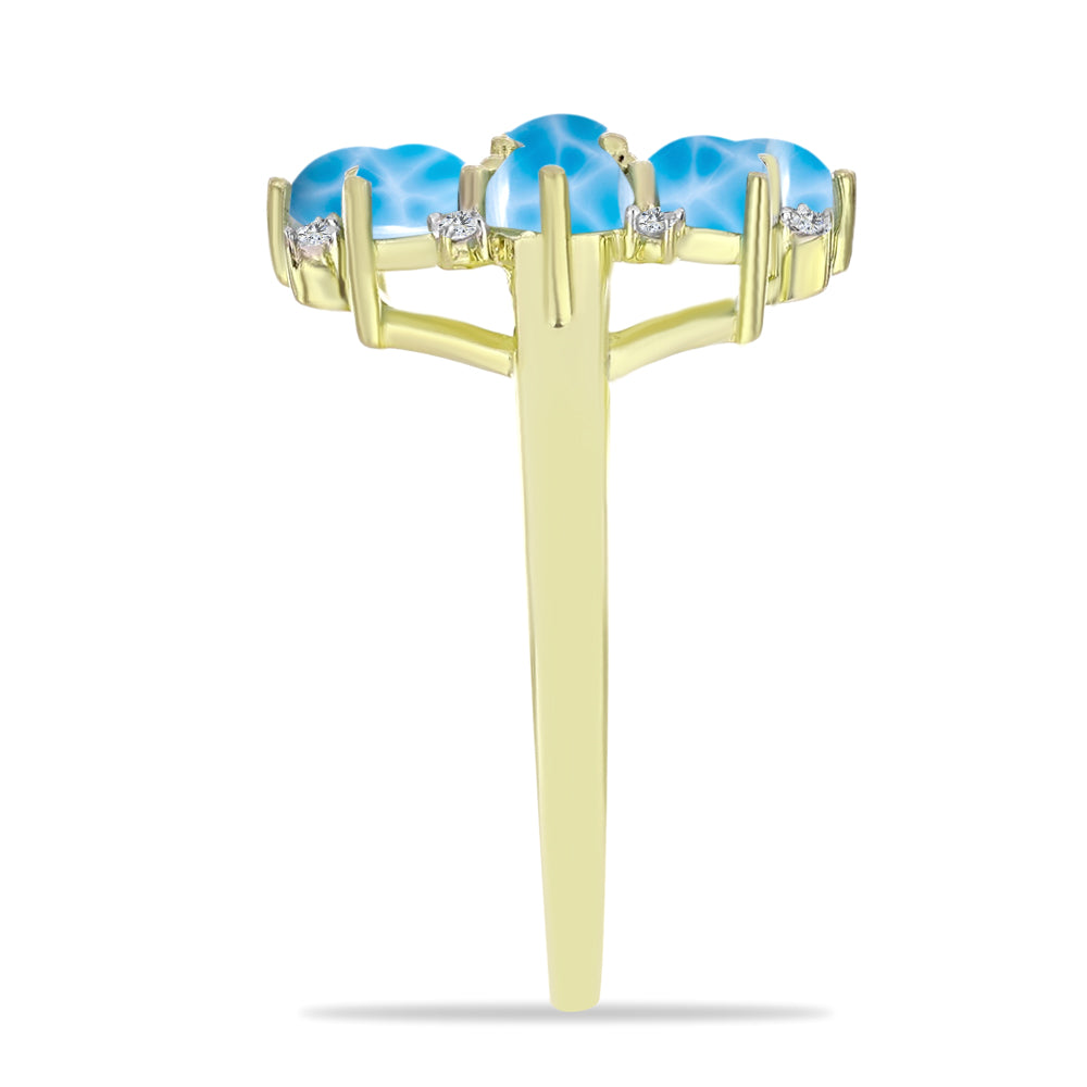 Goldplattierter Silberring mit Larimar und weißem Topas 4 