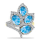 Goldplattierter Silberring mit Larimar und weißem Topas