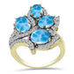 Goldplattierter Silberring mit Larimar und weißem Topas