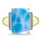 Goldplattierter Silberring mit Larimar und weißem Topas