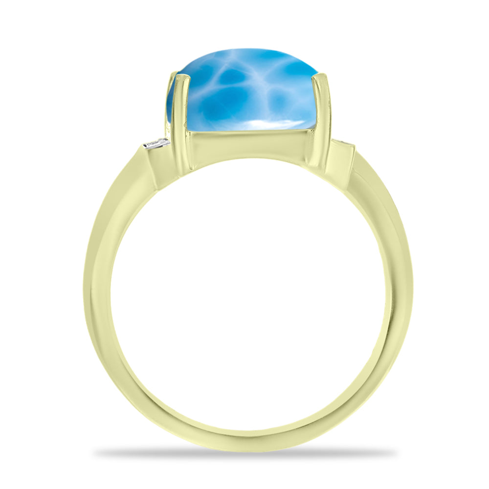 Goldplattierter Silberring mit Larimar und weißem Topas
