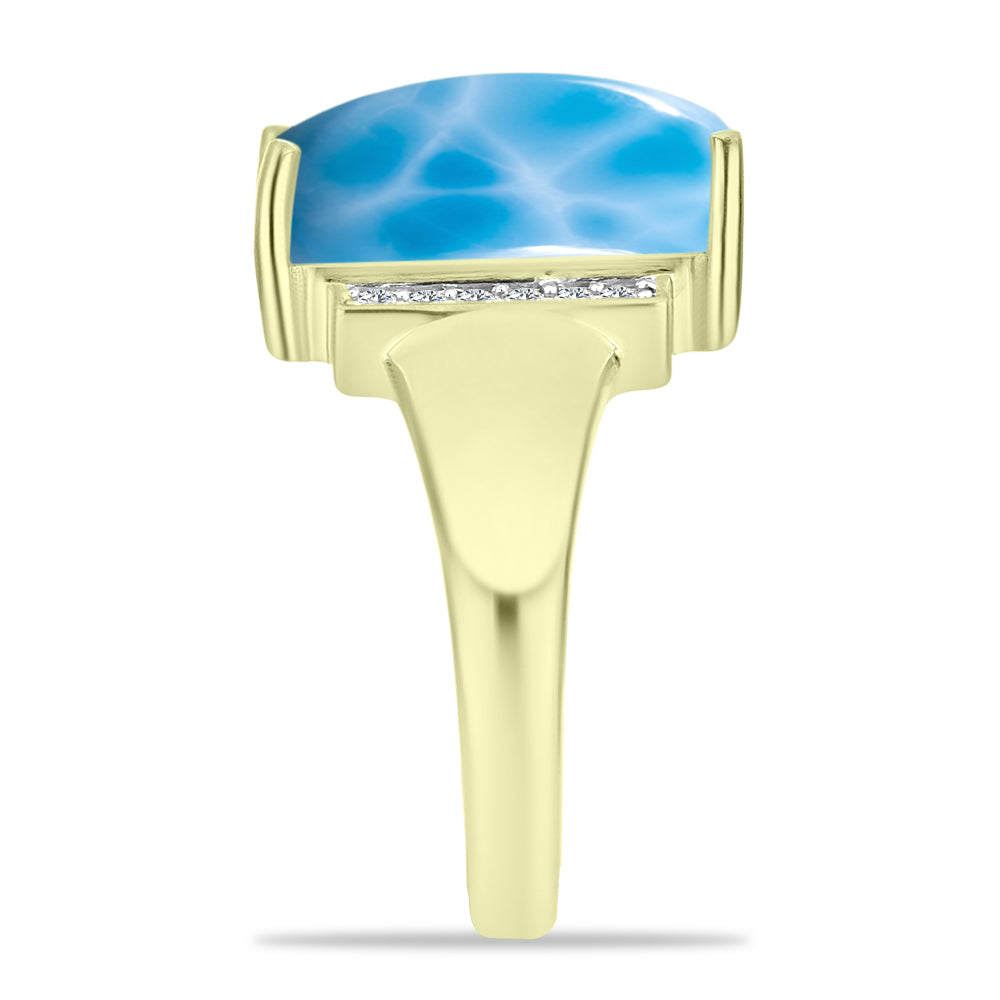 Goldplattierter Silberring mit Larimar und weißem Topas 4 