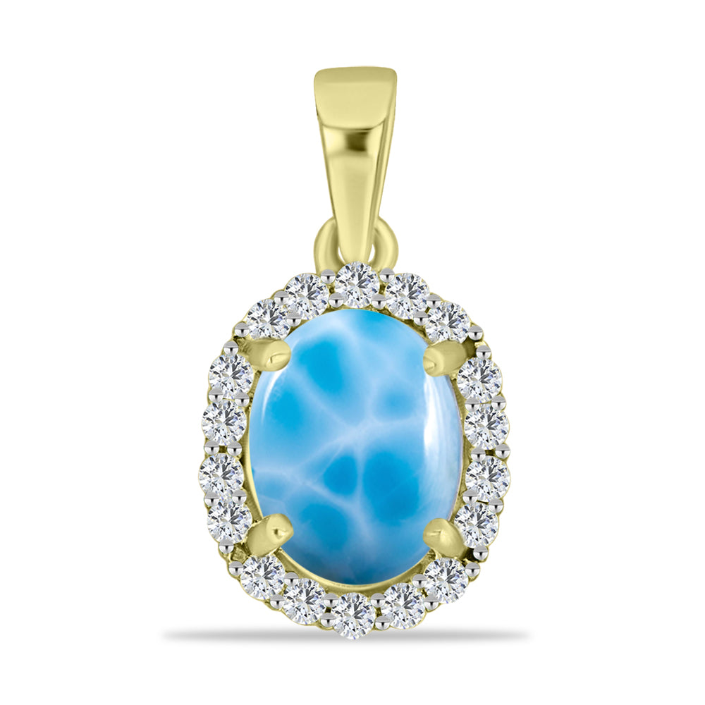 Goldplattierter Silberanhänger mit Larimar und weißem Topas 1 