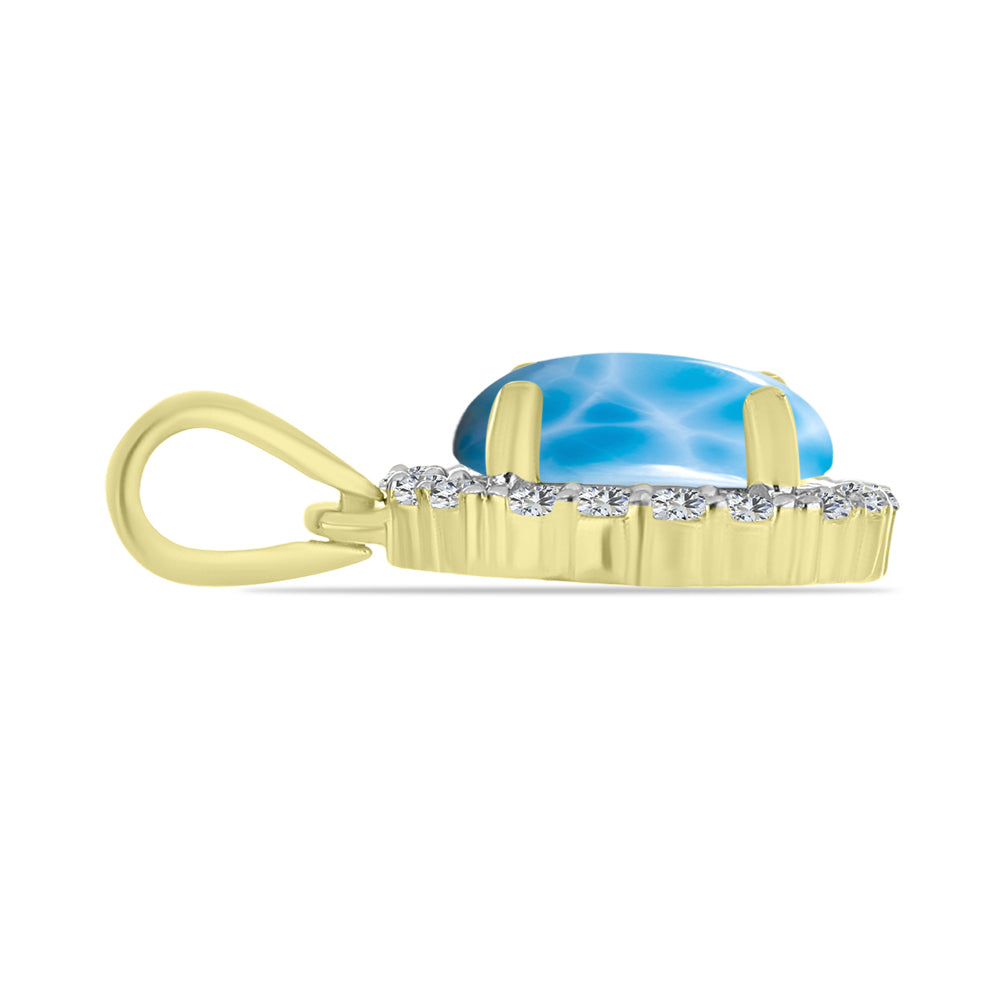 Goldplattierter Silberanhänger mit Larimar und weißem Topas 2 