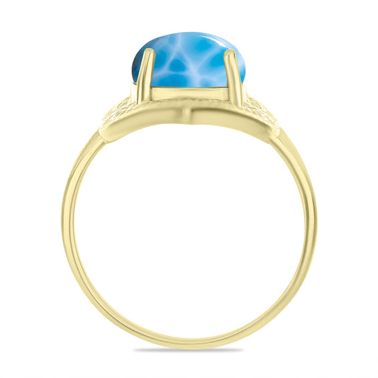 Goldplattierter Silberring mit Larimar