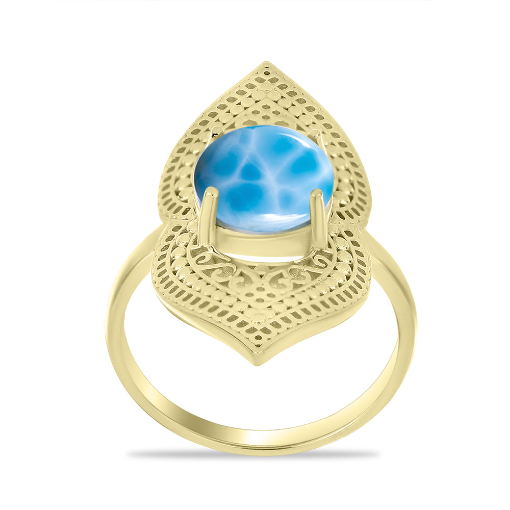 Goldplattierter Silberring mit Larimar 3 