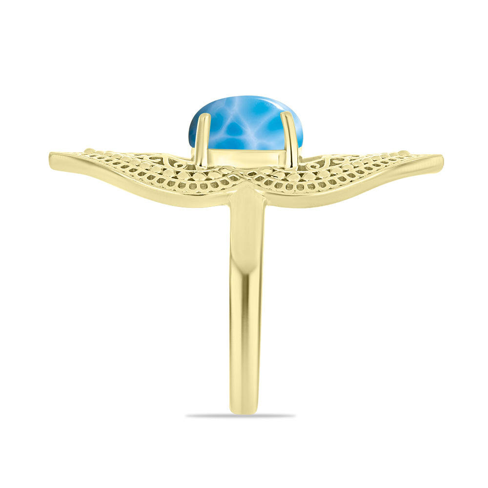 Goldplattierter Silberring mit Larimar