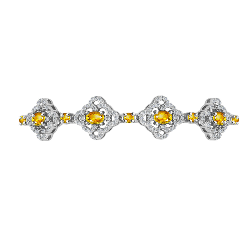 Silberarmband mit goldfarbenem Rio Zitrin und weißem Topas 2 