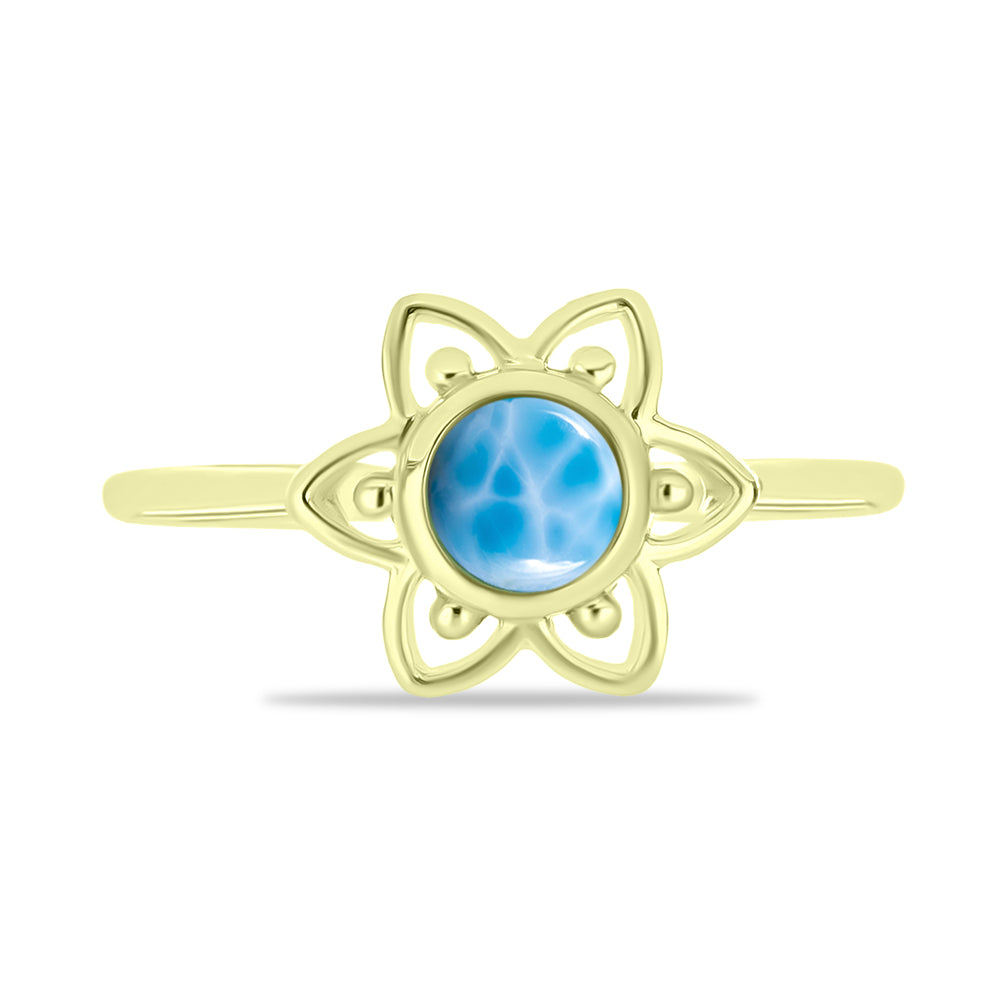 Goldplattierter Silberring mit Larimar